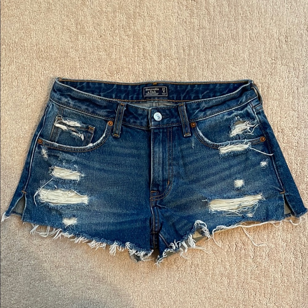 Abercrombie & Fitch Blue Distressed Jean Shorts